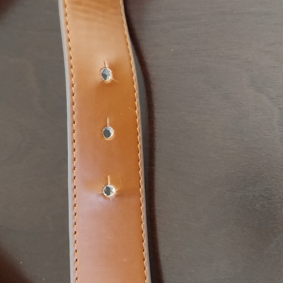 LAUREN Ralph Lauren Brown Faux Leather Belt with Goldtone Ring Detail Size 4 - Picture 8 of 15